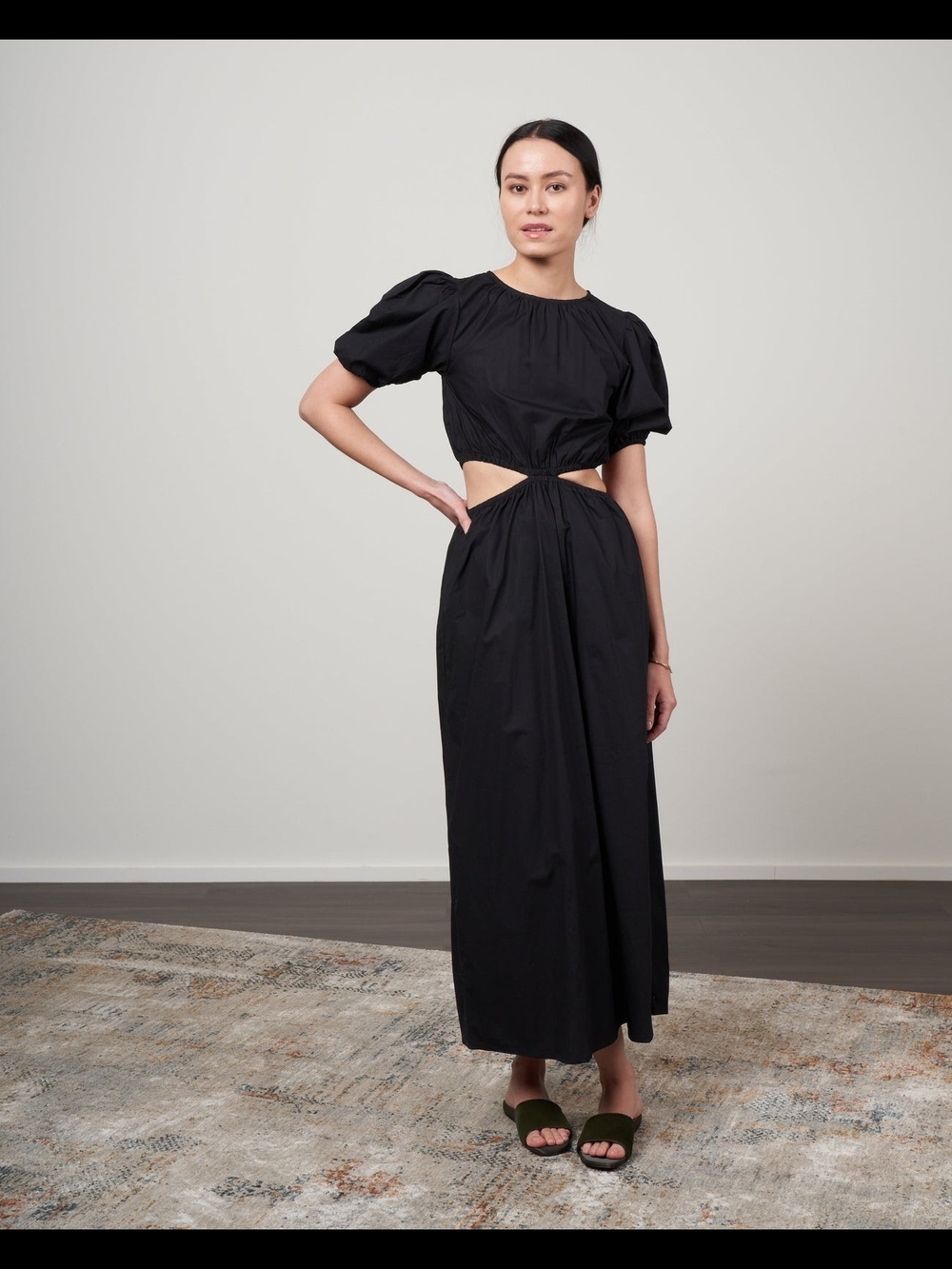 🌈Faithfull the Brand Alessandra Midi Dress In Plain Black